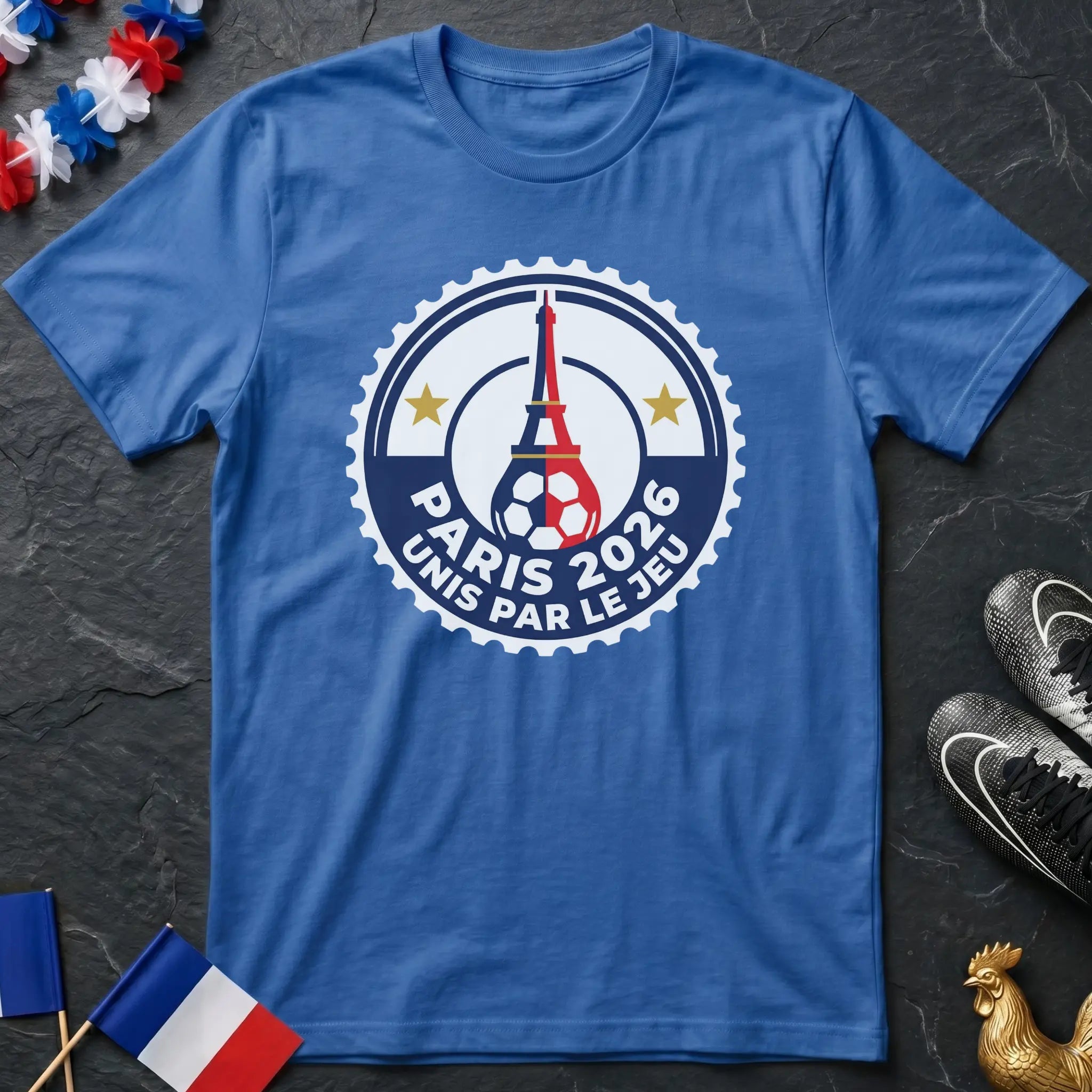 Paris 2026 Unis Par le Jeu Tour Eiffel Badge T-Shirt Coupe du Monde