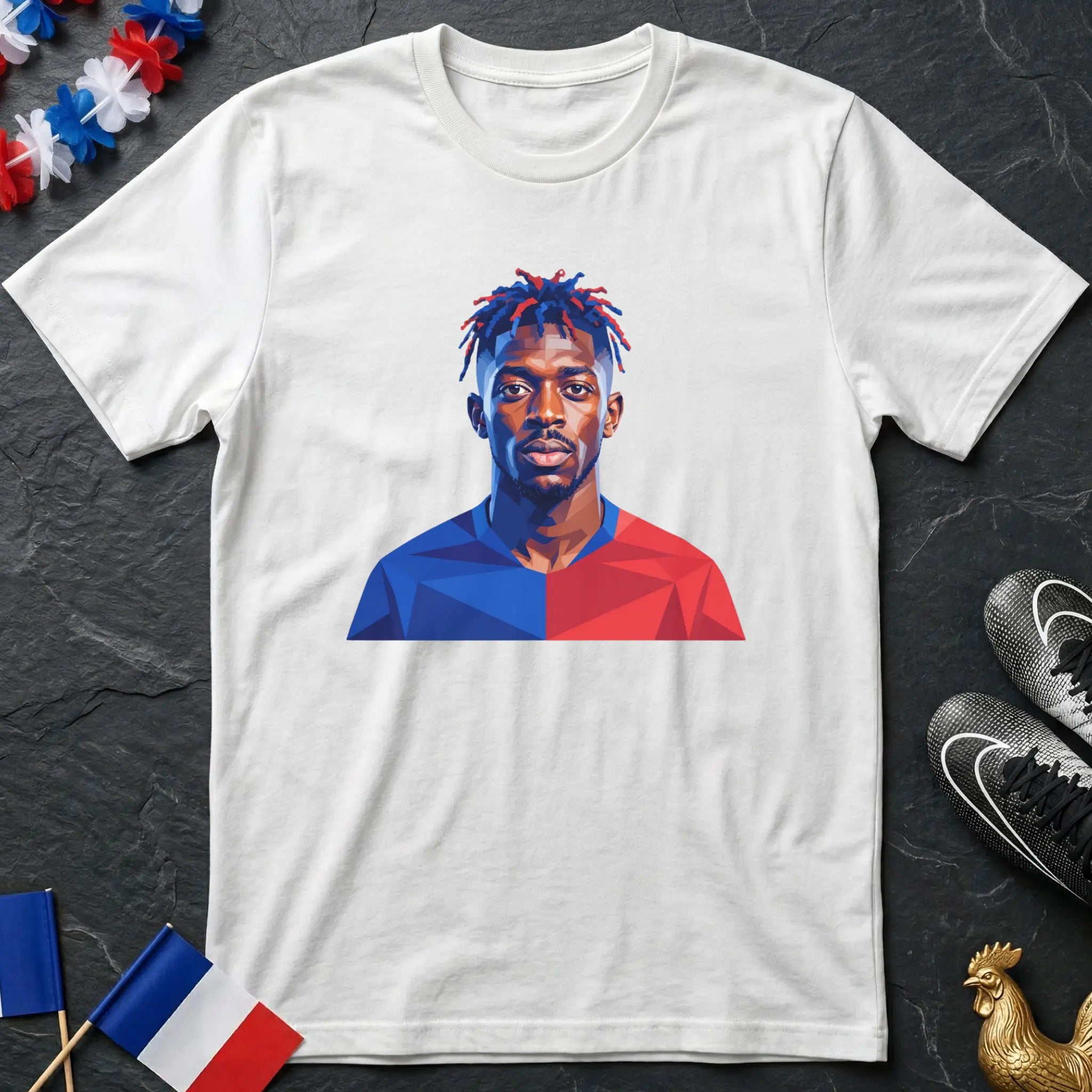 Ousmane Dembélé Portrait Low Poly T-Shirt Coupe du Monde