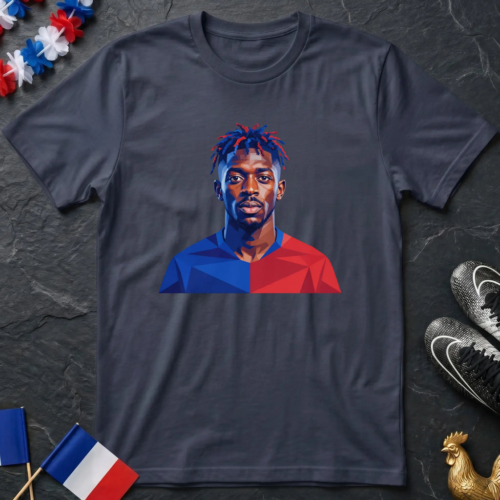 Ousmane Dembélé Portrait Low Poly T-Shirt Coupe du Monde