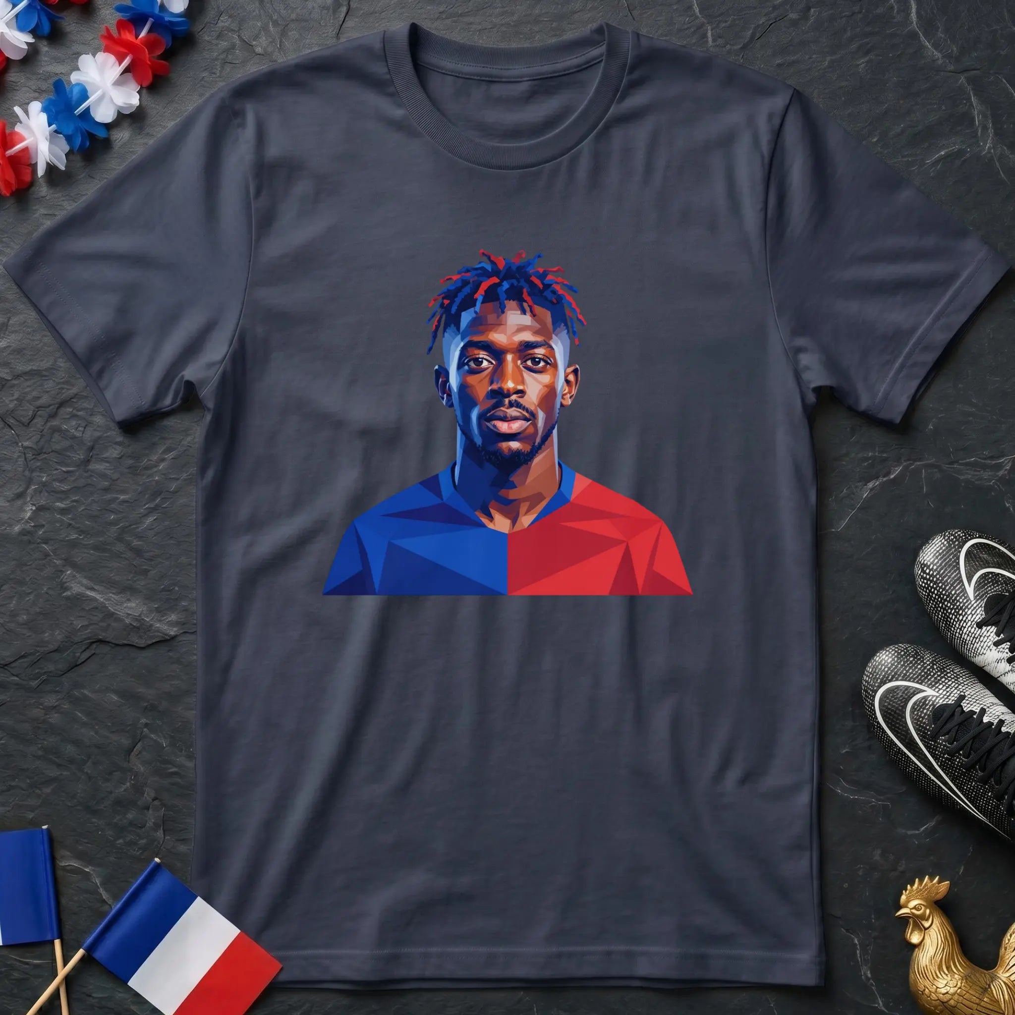 Ousmane Dembélé Portrait Low Poly T-Shirt Coupe du Monde