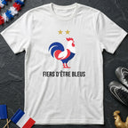 Fiers d'Être Bleus Coq Gaulois Tricolore Deux Étoiles France T-Shirt Coupe du Monde