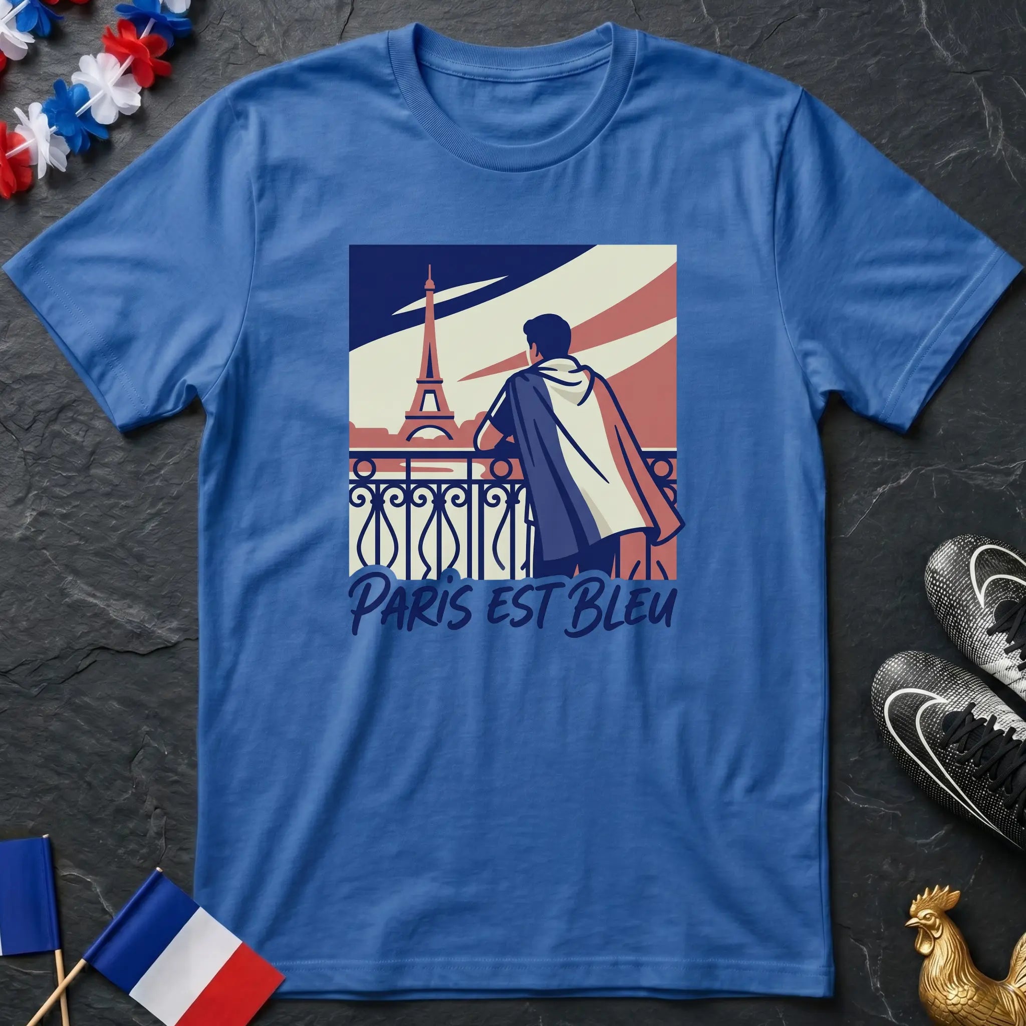 Paris est Bleu Joueur Cape Drapeau France Tour Eiffel T-Shirt Coupe du Monde