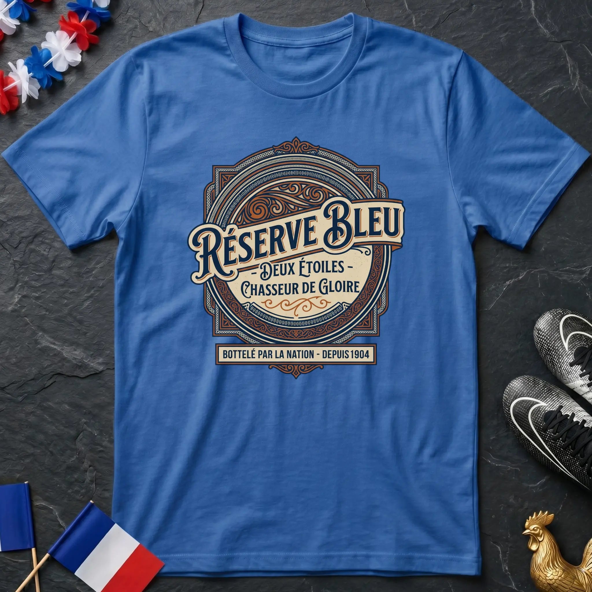 Réserve Bleu Étiquette Whisky Vintage France T-Shirt Coupe du Monde